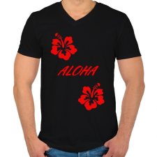 PRINTFASHION Aloha  - Férfi V-nyakú póló - Fekete férfi póló