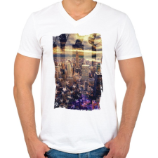 PRINTFASHION Álomvilág - Férfi V-nyakú póló - Fehér férfi póló