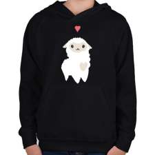 PRINTFASHION Alpaca - fehér - Gyerek kapucnis pulóver - Fekete gyerek pulóver, kardigán