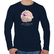 PRINTFASHION Alpaka Chill - Férfi hosszú ujjú póló - Sötétkék férfi póló
