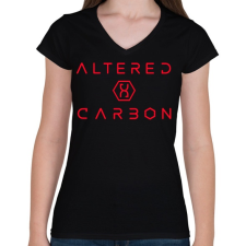 PRINTFASHION Altered Carbon logo - Női V-nyakú póló - Fekete női póló