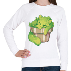 PRINTFASHION Alvó kaktusz cica - Női pulóver - Fehér