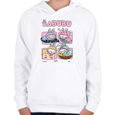 PRINTFASHION Alvó Labubu - Gyerek kapucnis pulóver - Fehér gyerek pulóver, kardigán