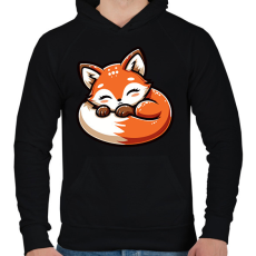 PRINTFASHION Alvó róka - Férfi kapucnis pulóver - Fekete