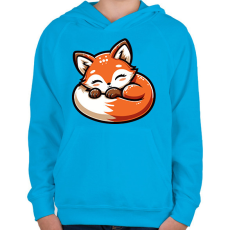 PRINTFASHION Alvó róka - Gyerek kapucnis pulóver - Azúrkék