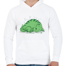 PRINTFASHION Alvó T-rex - Férfi kapucnis pulóver - Fehér