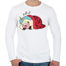 PRINTFASHION Alvó unikornis - Férfi hosszú ujjú póló - Fehér