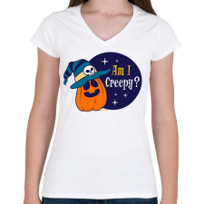 PRINTFASHION Am I Creepy? - Női V-nyakú póló - Fehér női póló