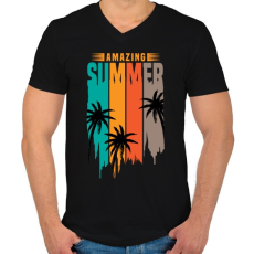 PRINTFASHION Amazing Summer - Férfi V-nyakú póló - Fekete