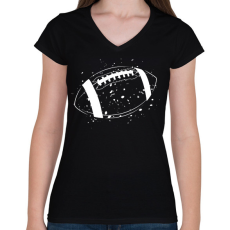PRINTFASHION American football - Női V-nyakú póló - Fekete