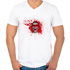 PRINTFASHION american psycho - Férfi V-nyakú póló - Fehér