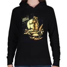 PRINTFASHION Amerikai asztronauta - Női kapucnis pulóver - Fekete női pulóver, kardigán