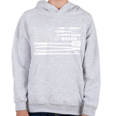 PRINTFASHION Amerikai életmód grill zászló - Gyerek kapucnis pulóver - Sport szürke