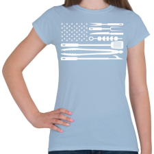 PRINTFASHION Amerikai életmód grill zászló - Női póló - Világoskék női póló