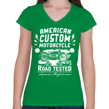 PRINTFASHION Amerikai hagyományos motor  - Női V-nyakú póló - Zöld női póló