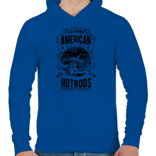 PRINTFASHION Amerikai Hotrods - Férfi kapucnis pulóver - Királykék férfi pulóver, kardigán