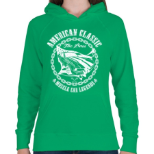 PRINTFASHION Amerikai klasszikus - Női kapucnis pulóver - Zöld női pulóver, kardigán