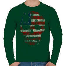 PRINTFASHION Amerikai koponya - Férfi pulóver - Sötétzöld férfi pulóver, kardigán