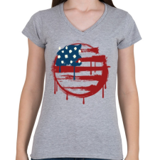 PRINTFASHION Amerikai Nemzet - Női V-nyakú póló - Sport szürke női póló