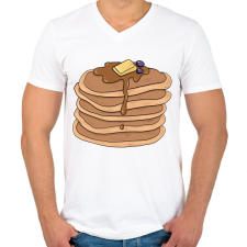 PRINTFASHION Amerikai palacsinta - Férfi V-nyakú póló - Fehér férfi póló