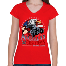 PRINTFASHION Amerikai szokás - Női V-nyakú póló - Piros