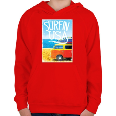 PRINTFASHION Amerikai szörfös - Gyerek kapucnis pulóver - Piros