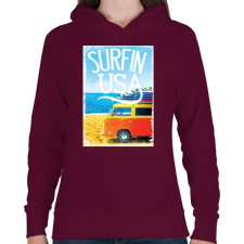 PRINTFASHION Amerikai szörfös - Női kapucnis pulóver - Bordó női pulóver, kardigán