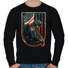 PRINTFASHION Amerikai veterán katona - Férfi pulóver - Fekete