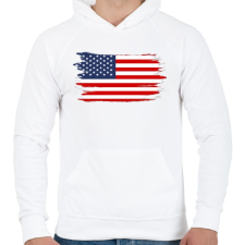 PRINTFASHION Amerikai zászló - Férfi kapucnis pulóver - Fehér férfi pulóver, kardigán