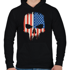 PRINTFASHION Amerikai zászló koponya USA - Férfi kapucnis pulóver - Fekete