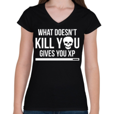 PRINTFASHION Ami nem öl meg, xp-t ad - Női V-nyakú póló - Fekete