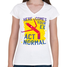 PRINTFASHION Amikor az exemet meglátom - Női V-nyakú póló - Fehér női póló