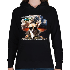 PRINTFASHION amikor jön a postás - csivi - Női kapucnis pulóver - Fekete