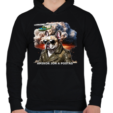 PRINTFASHION amikor jön a postás - franciabuci - Férfi kapucnis pulóver - Fekete