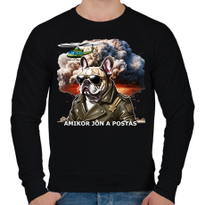 PRINTFASHION amikor jön a postás - franciabuci - Férfi pulóver - Fekete