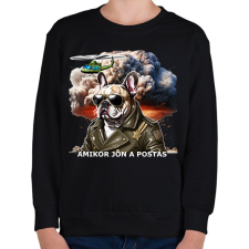 PRINTFASHION amikor jön a postás - franciabuci - Gyerek pulóver - Fekete gyerek pulóver, kardigán