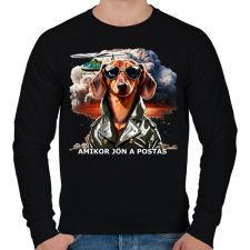 PRINTFASHION amikor jön a postás - TACSKÓ #2 - Férfi pulóver - Fekete férfi pulóver, kardigán