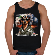 PRINTFASHION amikor jön a postás - TACSKÓ - Férfi atléta - Fekete