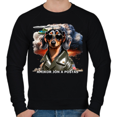 PRINTFASHION amikor jön a postás - TACSKÓ - Férfi pulóver - Fekete