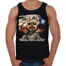 PRINTFASHION amikor jön a postás - YORKIE - Férfi atléta - Fekete atléta, trikó