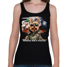 PRINTFASHION amikor jön a postás - YORKIE - Női atléta - Fekete női trikó
