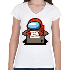 PRINTFASHION Among us- adoptálj imposztort - Női V-nyakú póló - Fehér női póló