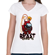 PRINTFASHION Among us beast among us 2  - Női V-nyakú póló - Fehér női póló
