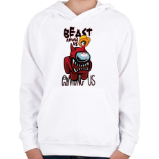 PRINTFASHION Among us beast among us - Gyerek kapucnis pulóver - Fehér