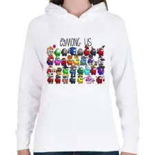 PRINTFASHION Among US Caracters - Női kapucnis pulóver - Fehér női pulóver, kardigán