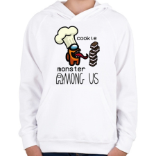 PRINTFASHION Among us - Cookie monster - Gyerek kapucnis pulóver - Fehér gyerek pulóver, kardigán