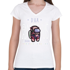 PRINTFASHION Among us D.VA premium skin set - Női V-nyakú póló - Fehér női póló
