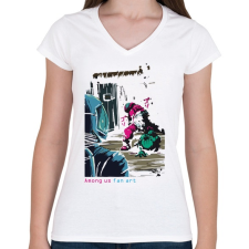PRINTFASHION Among us fan art - fekete alaphoz  - Női V-nyakú póló - Fehér női póló