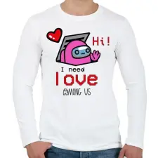PRINTFASHION Among us - I need love - Férfi hosszú ujjú póló - Fehér férfi póló