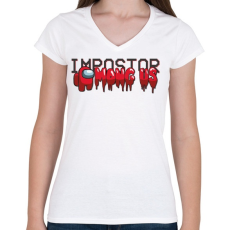PRINTFASHION Among us - impostor among us 2 - Női V-nyakú póló - Fehér